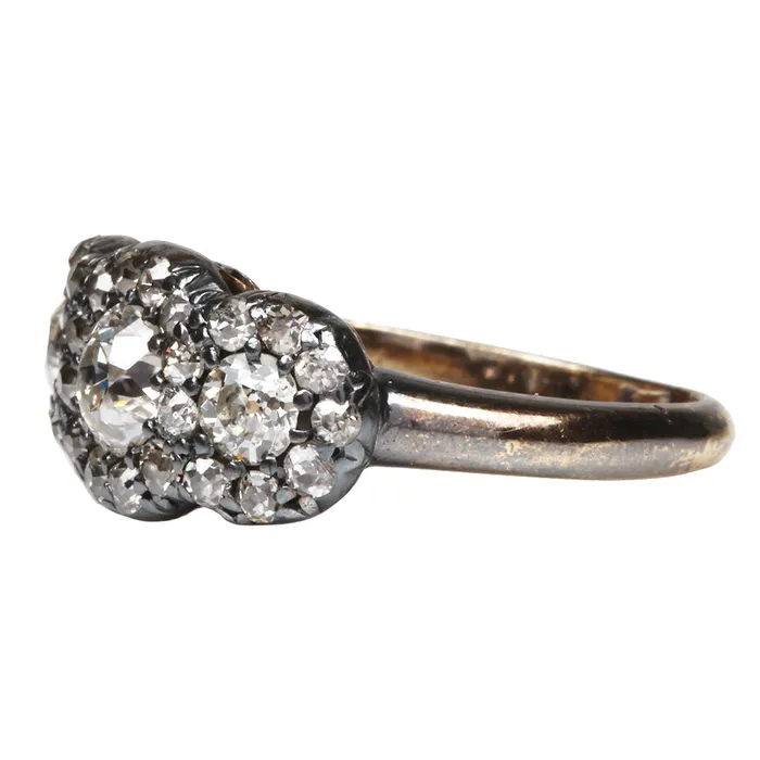 Rings 19th Century Cluster Diamond Ring Bell Bird Antiques