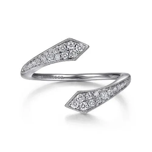 Rings GABRIEL CO 14K White Gold Diamond Pave Bypass Open Ring