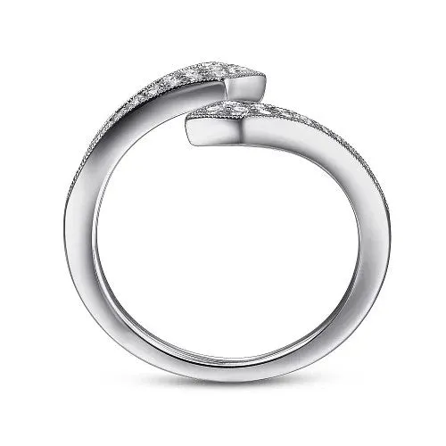Rings GABRIEL CO 14K White Gold Diamond Pave Bypass Open Ring