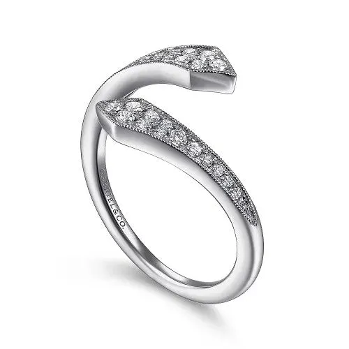 Rings GABRIEL CO 14K White Gold Diamond Pave Bypass Open Ring