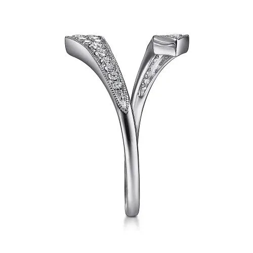 Rings GABRIEL CO 14K White Gold Diamond Pave Bypass Open Ring