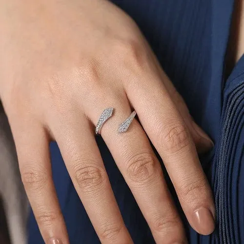 Rings GABRIEL CO 14K White Gold Diamond Pave Bypass Open Ring