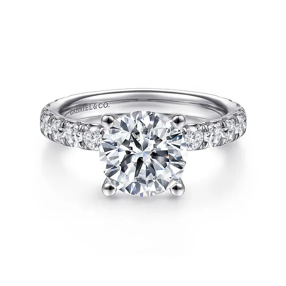 Rings GABRIEL CO 14K White Gold Round Diamond Engagement Ring