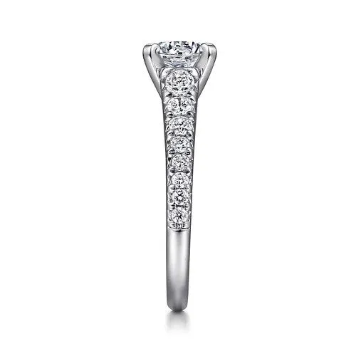 Rings GABRIEL CO 14K White Gold Round Diamond Engagement Ring