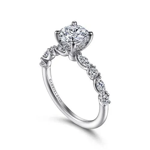 Rings GABRIEL CO Juliet 14K White Gold Round Diamond Engagement Ring Setting Only Rings GABRIEL CO Juliet 14K White Gold Round Diamond Engagement Ring Setting Only