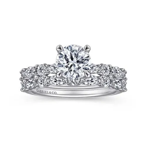 Rings GABRIEL CO Juliet 14K White Gold Round Diamond Engagement Ring Setting Only Rings GABRIEL CO Juliet 14K White Gold Round Diamond Engagement Ring Setting Only