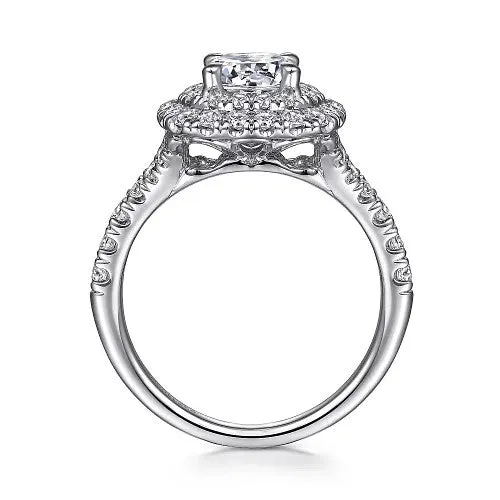 Rings GABRIEL CO Lexie 14k White Gold Cushion Double Halo Round Diamond Engagement Ring Rings GABRIEL CO Lexie 14k White Gold Cushion Double Halo Round Diamond Engagement Ring
