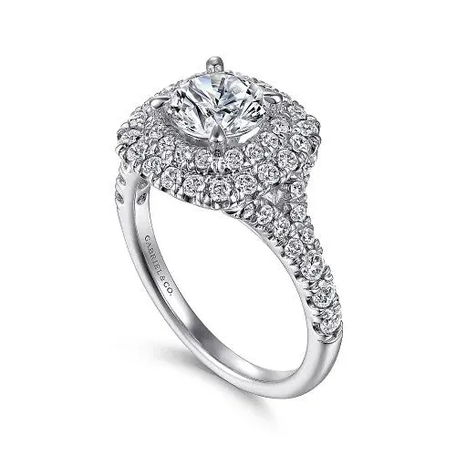 Rings GABRIEL CO Lexie 14k White Gold Cushion Double Halo Round Diamond Engagement Ring Rings GABRIEL CO Lexie 14k White Gold Cushion Double Halo Round Diamond Engagement Ring