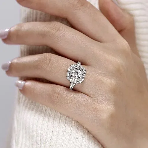 Rings GABRIEL CO Lexie 14k White Gold Cushion Double Halo Round Diamond Engagement Ring Rings GABRIEL CO Lexie 14k White Gold Cushion Double Halo Round Diamond Engagement Ring