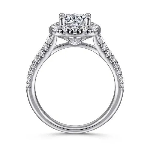 Rings James 14K White Gold Cushion Halo Round Diamond Engagement Ring GABRIEL CO Rings James 14K White Gold Cushion Halo Round Diamond Engagement Ring GABRIEL CO