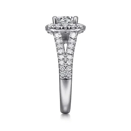 Rings James 14K White Gold Cushion Halo Round Diamond Engagement Ring GABRIEL CO Rings James 14K White Gold Cushion Halo Round Diamond Engagement Ring GABRIEL CO