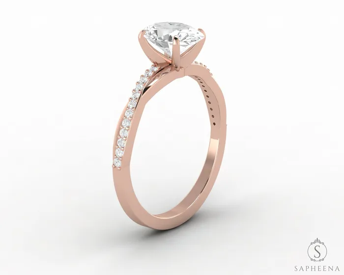 Sapheena Jewelry Rings Demi 10 Ct Oval Cut Engagement Ring with Side Stones