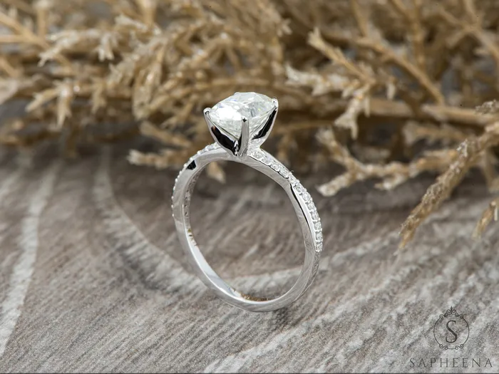 Sapheena Jewelry Rings Demi 10 Ct Oval Cut Engagement Ring with Side Stones