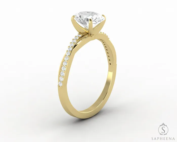 Sapheena Jewelry Rings Demi 10 Ct Oval Cut Engagement Ring with Side Stones