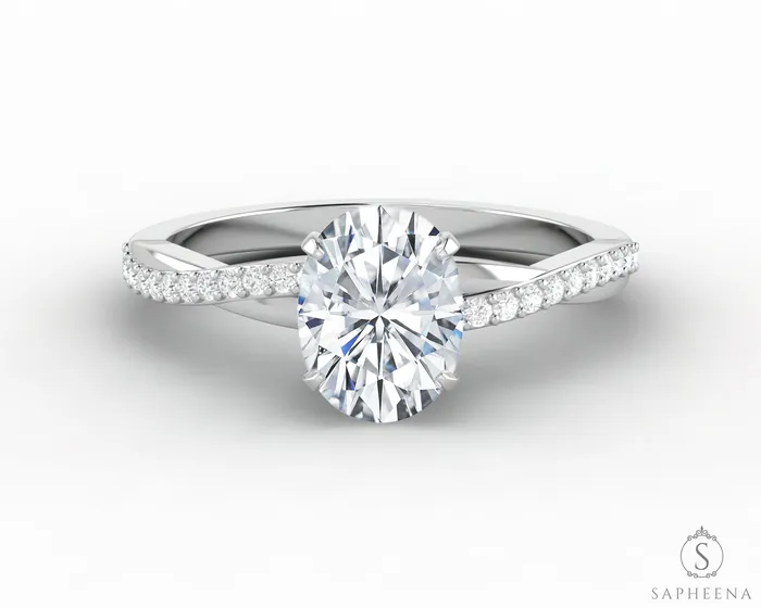 Sapheena Jewelry Rings Demi 10 Ct Oval Cut Engagement Ring with Side Stones