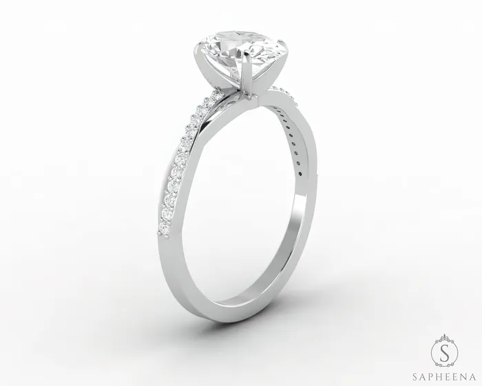 Sapheena Jewelry Rings Demi 10 Ct Oval Cut Engagement Ring with Side Stones