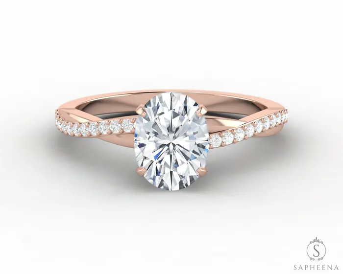 Sapheena Jewelry Rings Demi 10 Ct Oval Cut Engagement Ring with Side Stones