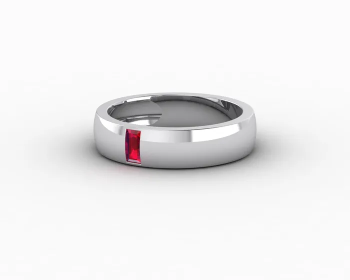 Sapheena Jewelry Rings Mariana 45mm Mens Ruby Baguette Wedding Band