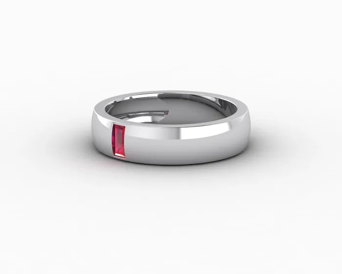 Sapheena Jewelry Rings Mariana 45mm Mens Ruby Baguette Wedding Band