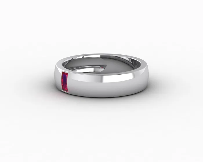 Sapheena Jewelry Rings Mariana 45mm Mens Ruby Baguette Wedding Band