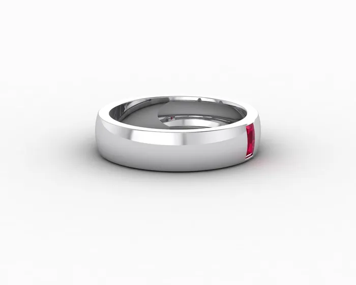 Sapheena Jewelry Rings Mariana 45mm Mens Ruby Baguette Wedding Band