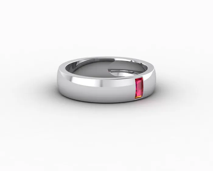 Sapheena Jewelry Rings Mariana 45mm Mens Ruby Baguette Wedding Band
