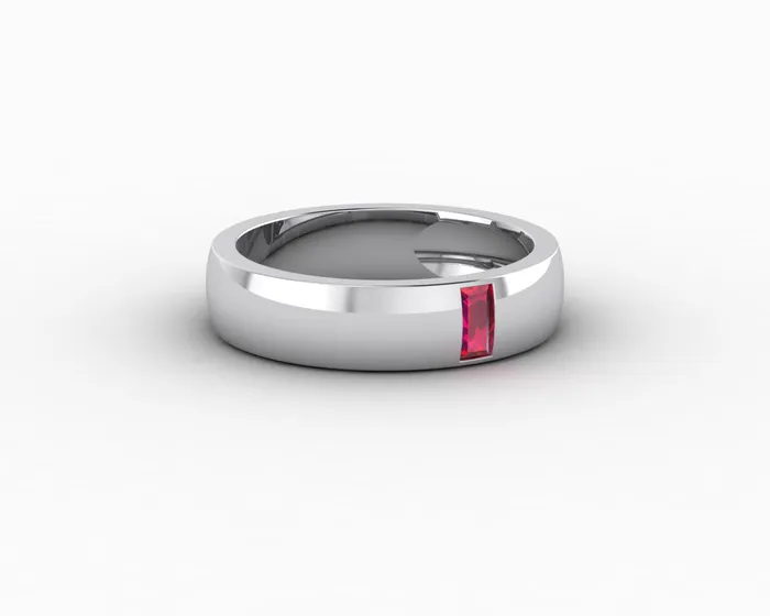 Sapheena Jewelry Rings Mariana 45mm Mens Ruby Baguette Wedding Band
