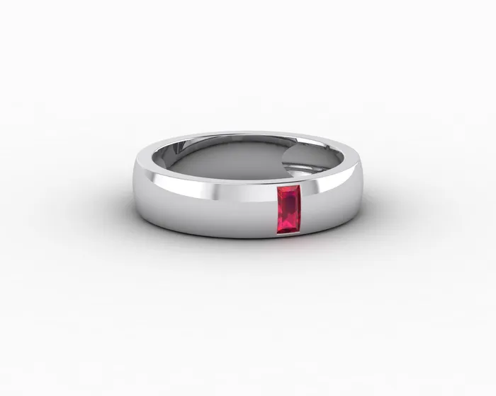 Sapheena Jewelry Rings Mariana 45mm Mens Ruby Baguette Wedding Band