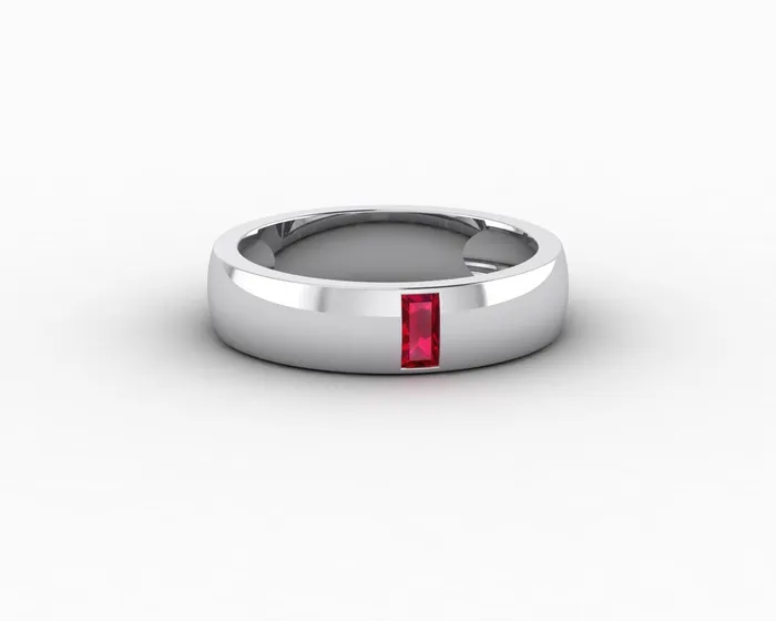 Sapheena Jewelry Rings Mariana 45mm Mens Ruby Baguette Wedding Band