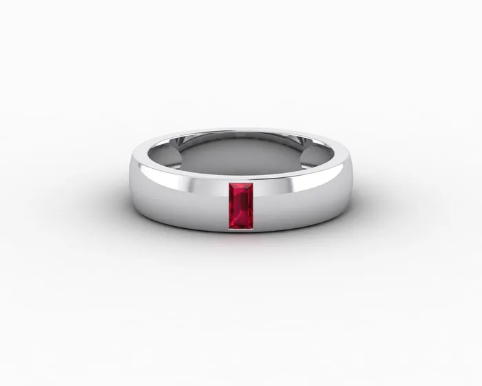 Sapheena Jewelry Rings Mariana 45mm Mens Ruby Baguette Wedding Band