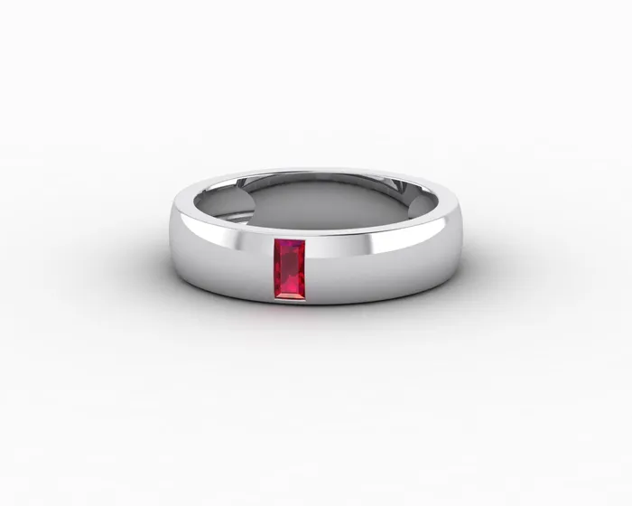 Sapheena Jewelry Rings Mariana 45mm Mens Ruby Baguette Wedding Band