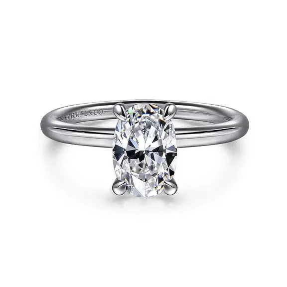 Tiana 14K White Gold Oval Solitaire Diamond Engagement Ring Setting Only GABRIEL CO Rings Tiana 14K White Gold Oval Solitaire Diamond Engagement Ring Setting Only GABRIEL CO Rings