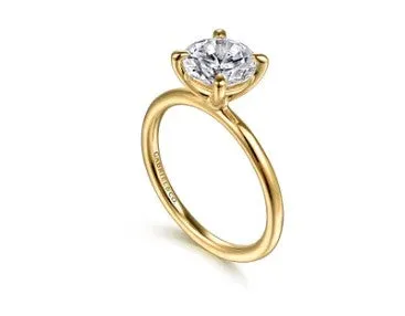 Tiana 14K Yellow Gold Round Solitaire Diamond Engagement Ring Setting Only GABRIEL CO Rings Tiana 14K Yellow Gold Round Solitaire Diamond Engagement Ring Setting Only GABRIEL CO Rings