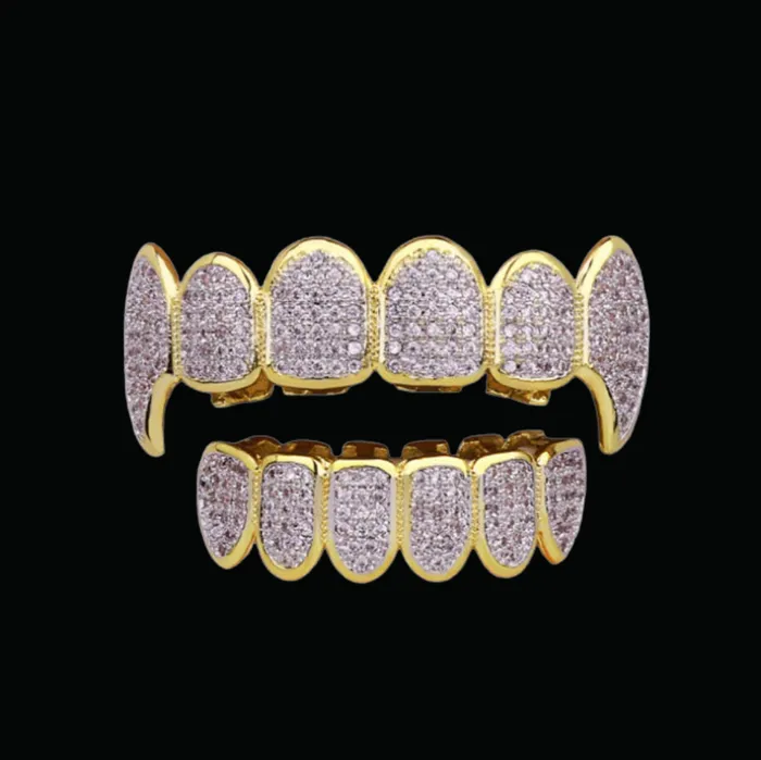VAMPIRE Earrings Micro Pave Fuchsia Iced Out Diamond Grillz
