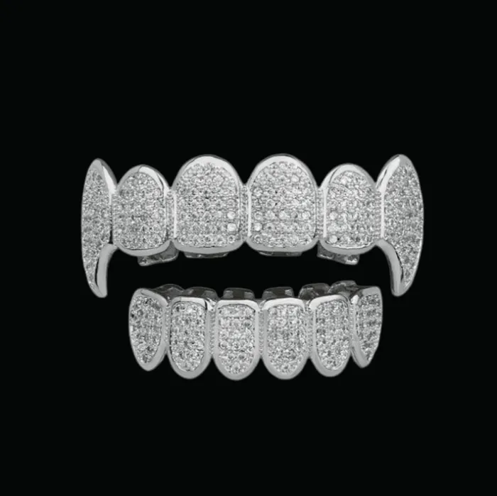 VAMPIRE Earrings Micro Pave Fuchsia Iced Out Diamond Grillz