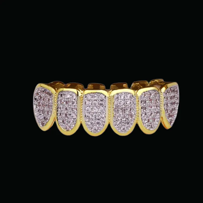 VAMPIRE Earrings Micro Pave Fuchsia Iced Out Diamond Grillz
