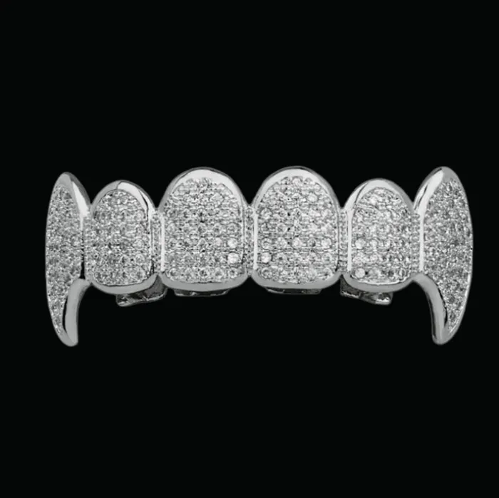 VAMPIRE Earrings Micro Pave Fuchsia Iced Out Diamond Grillz