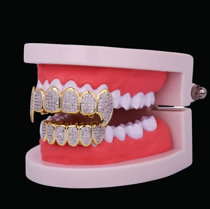 VAMPIRE Earrings Micro Pave Fuchsia Iced Out Diamond Grillz