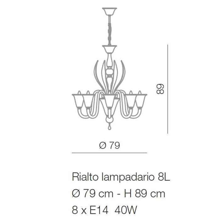 Voltolina Earrings Chandelier Murano Glass Rialto Series 8 lights
