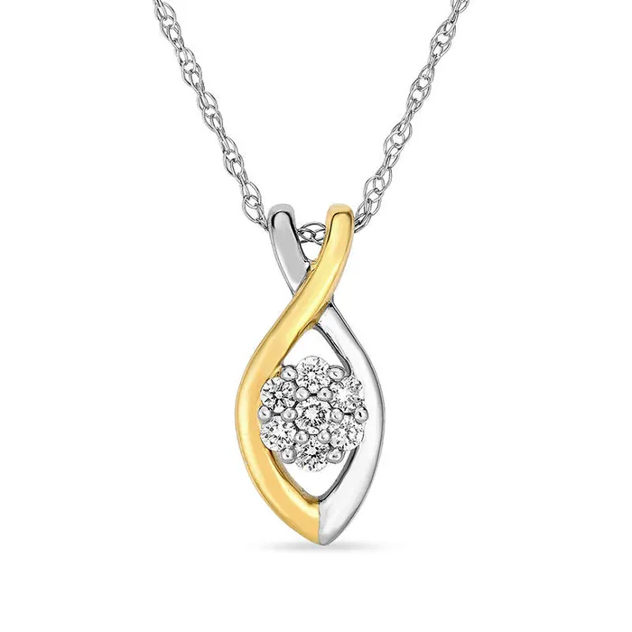 01 CT TW Composite Natural Diamond Twist Pendant in 10K TwoTone Gold Goldia Necklaces 01 CT TW Composite Natural Diamond Twist Pendant in 10K TwoTone Gold Goldia Necklaces
