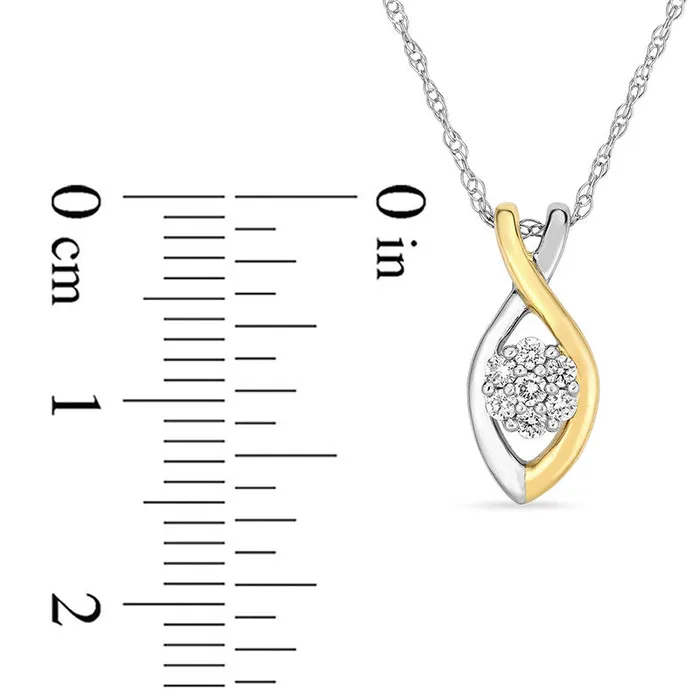 01 CT TW Composite Natural Diamond Twist Pendant in 10K TwoTone Gold Goldia Necklaces 01 CT TW Composite Natural Diamond Twist Pendant in 10K TwoTone Gold Goldia Necklaces