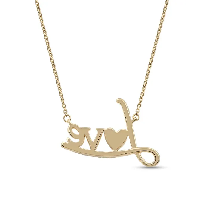 01 CT TW Natural Diamond Love with Heart Necklace in 10K Yellow Gold Goldia Necklaces 01 CT TW Natural Diamond Love with Heart Necklace in 10K Yellow Gold Goldia Necklaces
