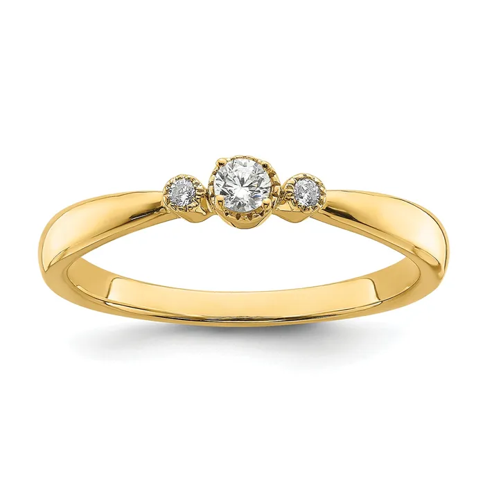 010ct CZ Solid Real 14k Polish Petite Beaded Edge Round Complete Dia Ring Goldia Rings 010ct CZ Solid Real 14k Polish Petite Beaded Edge Round Complete Dia Ring Goldia Rings