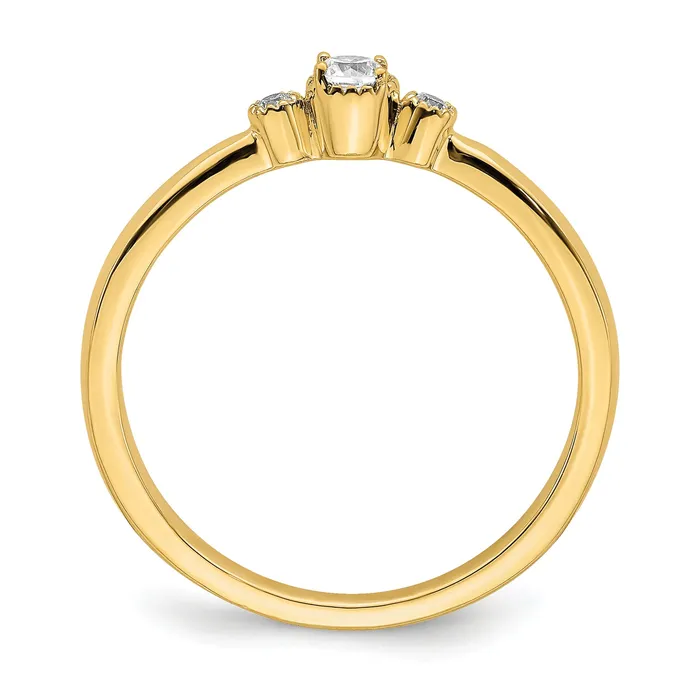 010ct CZ Solid Real 14k Polish Petite Beaded Edge Round Complete Dia Ring Goldia Rings
