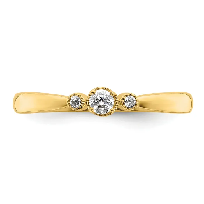 010ct CZ Solid Real 14k Polish Petite Beaded Edge Round Complete Dia Ring Goldia Rings