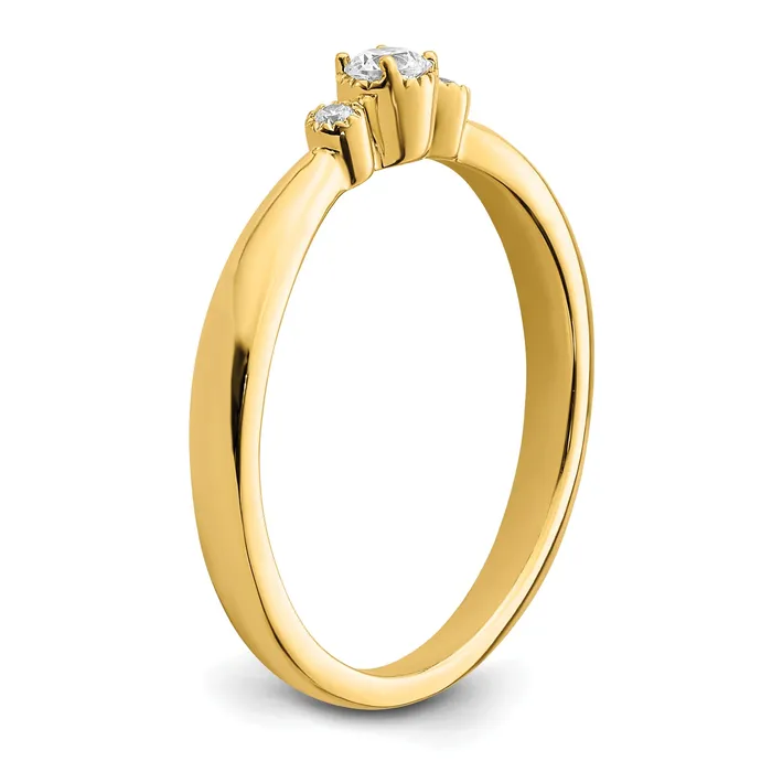 010ct CZ Solid Real 14k Polish Petite Beaded Edge Round Complete Dia Ring Goldia Rings