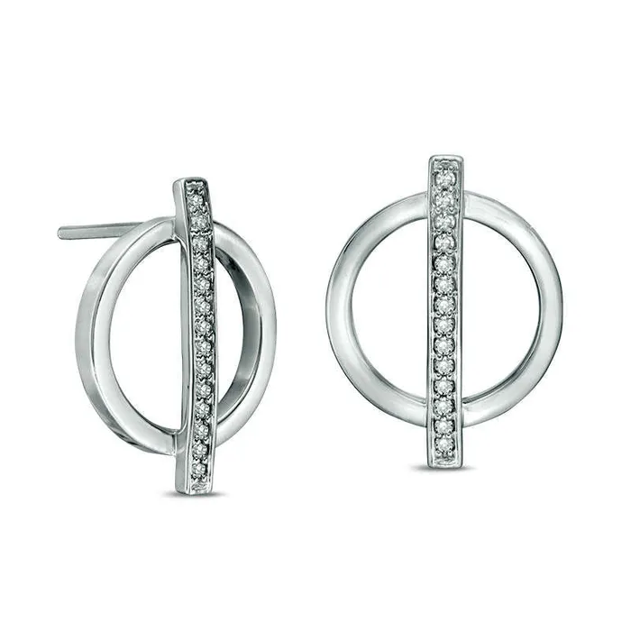 013 CT TW Diamond Bar and Circle Drop Earrings in 10K White Gold Goldia Earrings 013 CT TW Diamond Bar and Circle Drop Earrings in 10K White Gold Goldia Earrings
