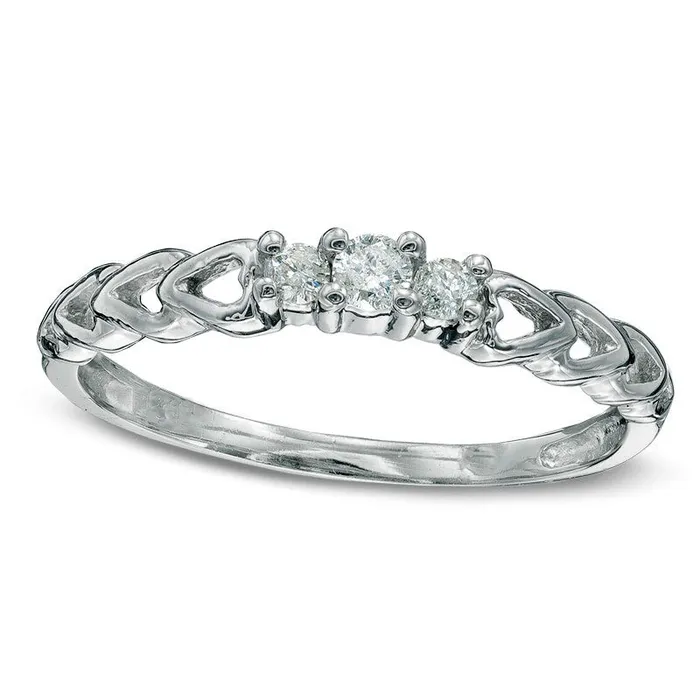 013 CT TW Natural Diamond Heart Shank Promise Ring in Solid 10K White Gold Goldia Rings 013 CT TW Natural Diamond Heart Shank Promise Ring in Solid 10K White Gold Goldia Rings