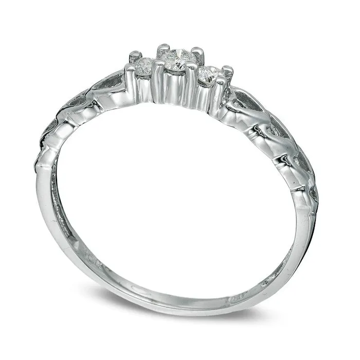 013 CT TW Natural Diamond Heart Shank Promise Ring in Solid 10K White Gold Goldia Rings 013 CT TW Natural Diamond Heart Shank Promise Ring in Solid 10K White Gold Goldia Rings