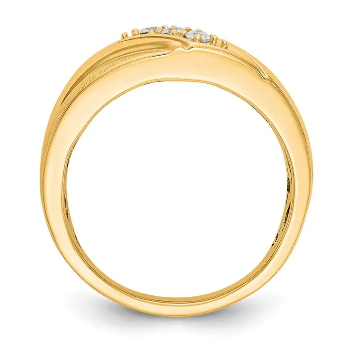 015ct CZ Solid Real 14K Yellow Gold Mens Wedding Band Ring Goldia Rings